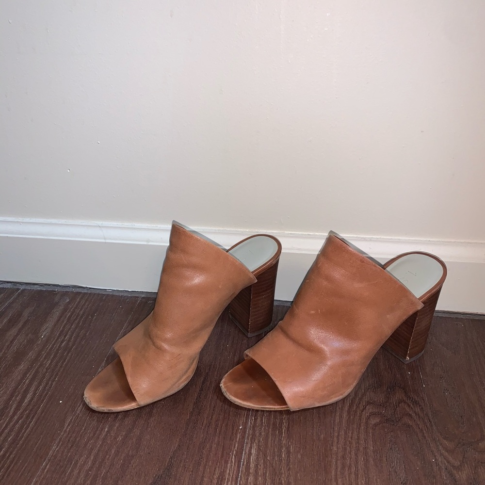 1.STATE Brown Leather Mules